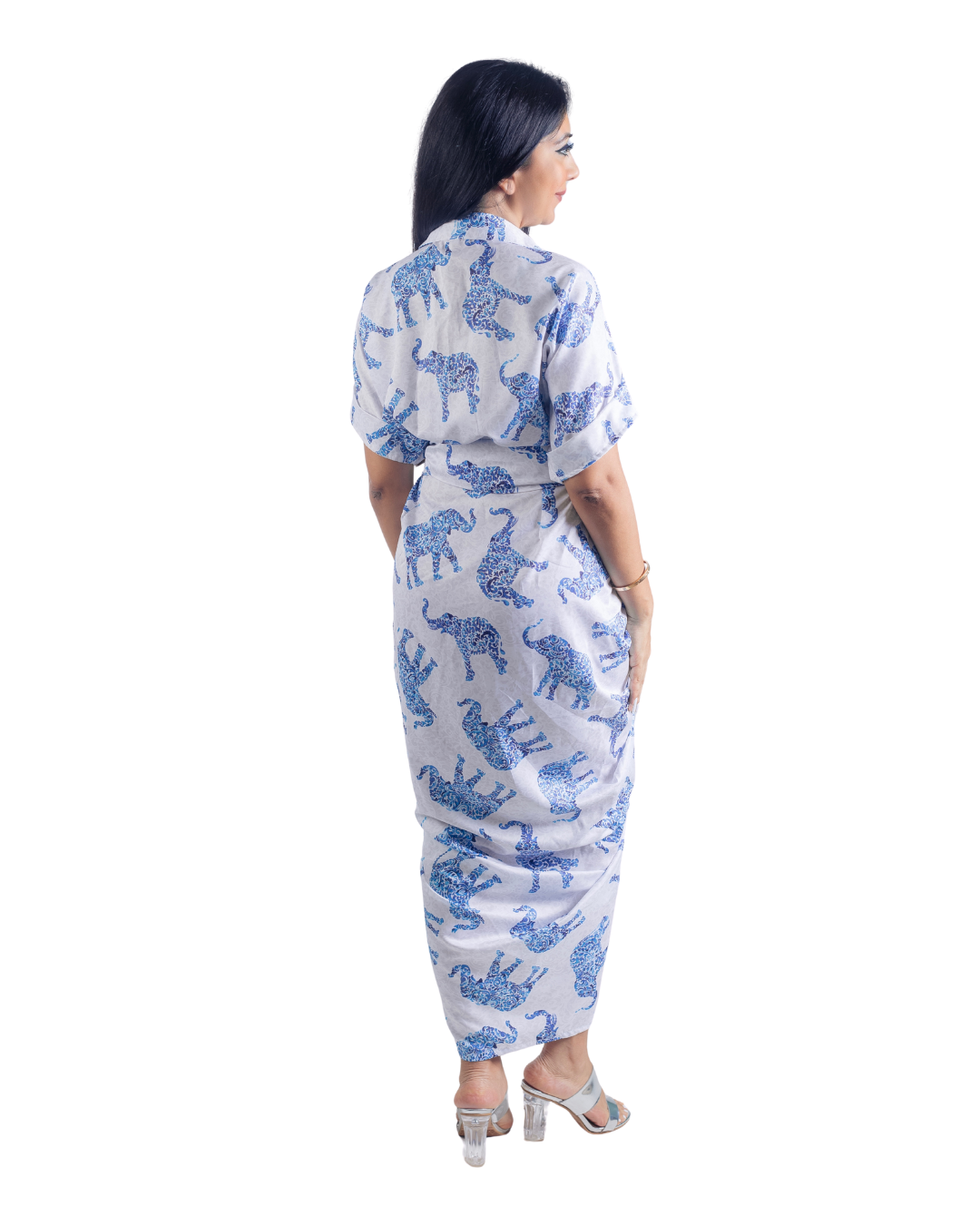 Elephant Print Tie Up Dress
