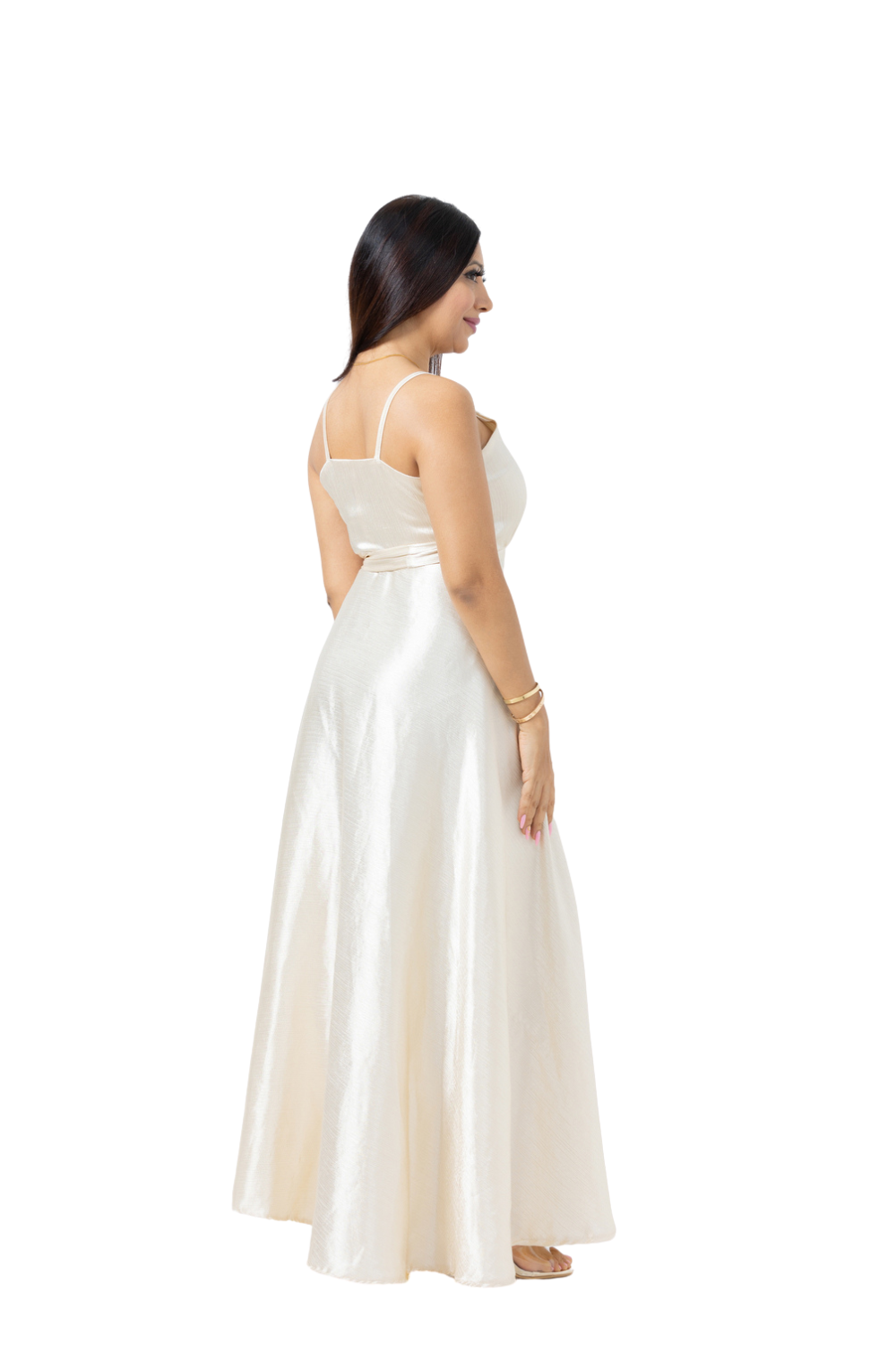 Satin Long Wrap Dress