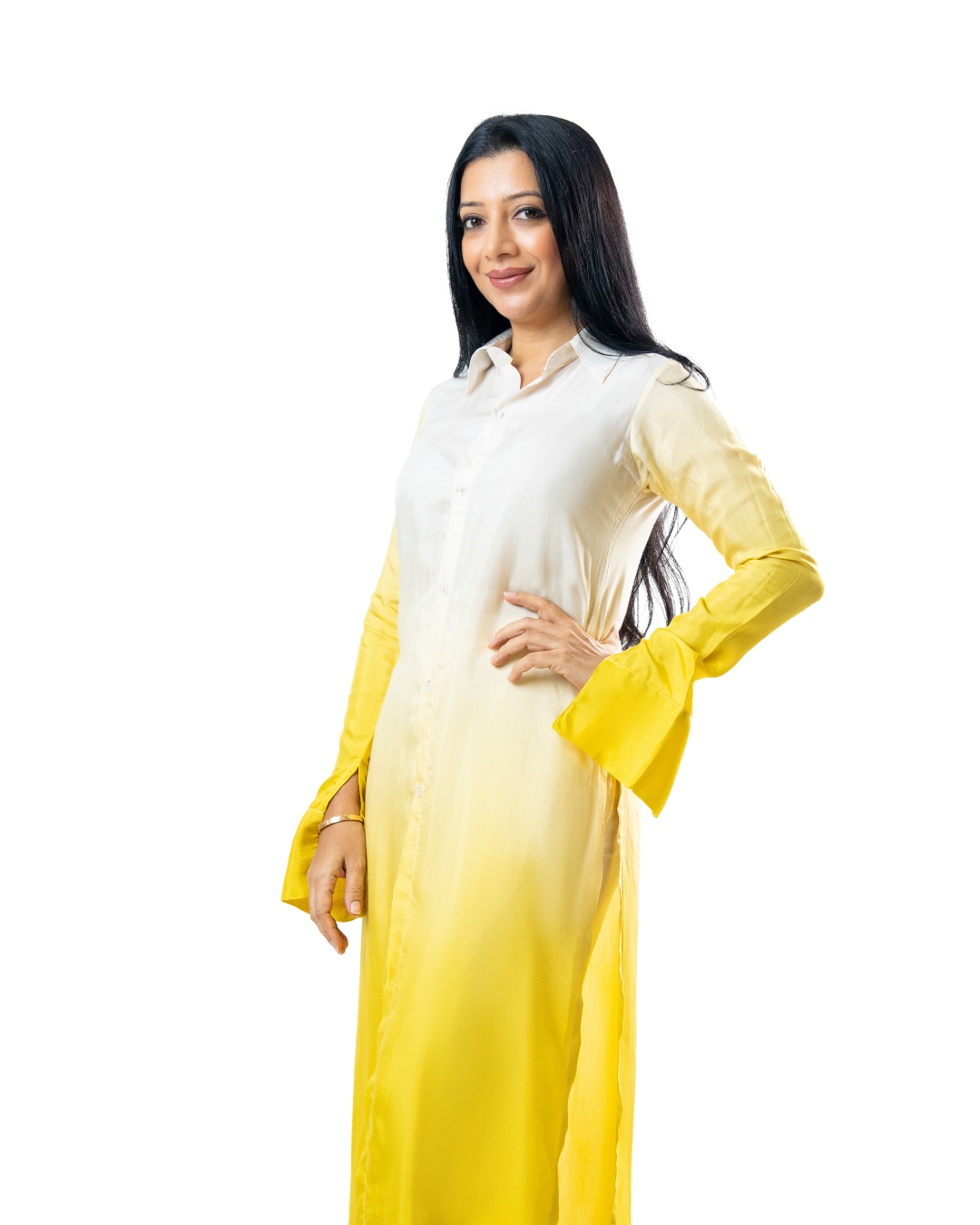 Yellow Ombre Kurtha Outfit