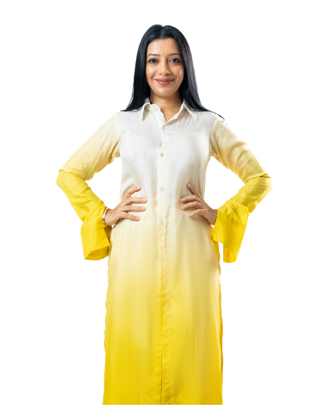 Yellow Ombre Kurtha Outfit