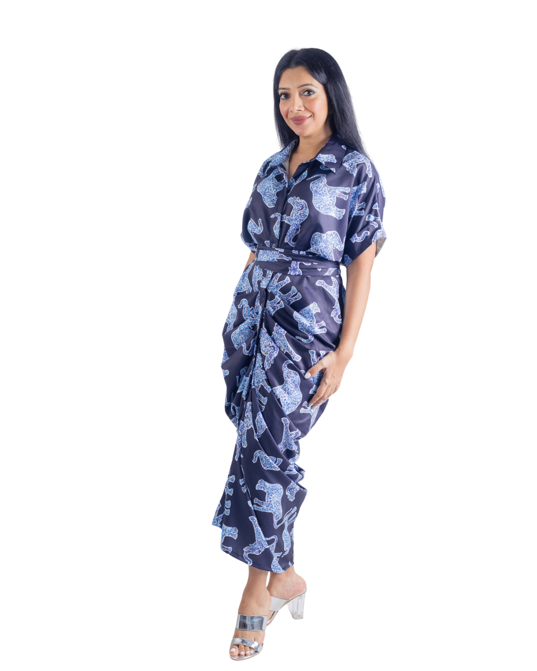 Dark Blue Tie Up dress