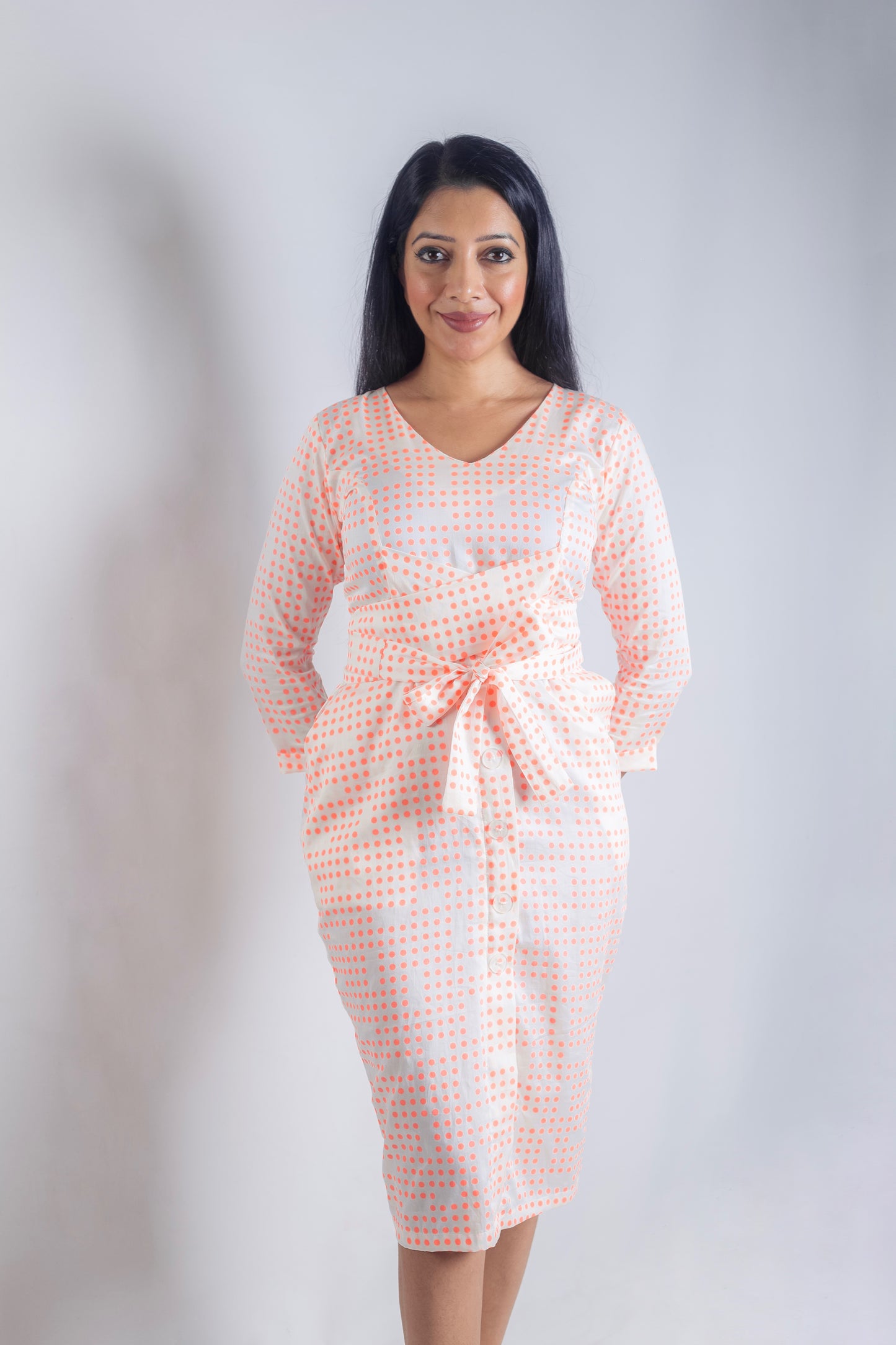 Long Sleeved fitted cotton Dress