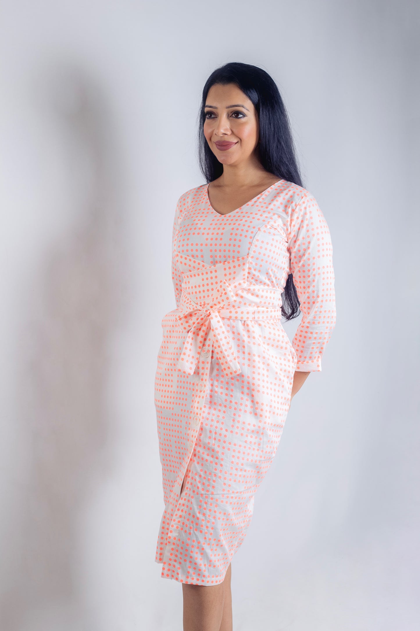 Long Sleeved fitted cotton Dress