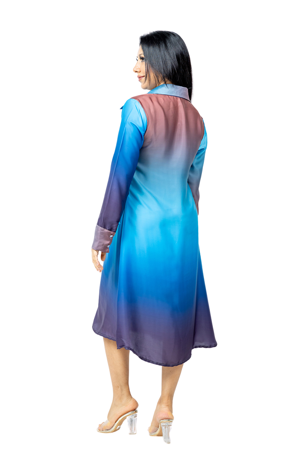 Blue Ombre Shirt Dress AY0076