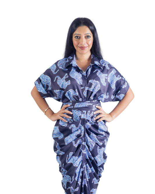 Dark Blue Tie Up dress