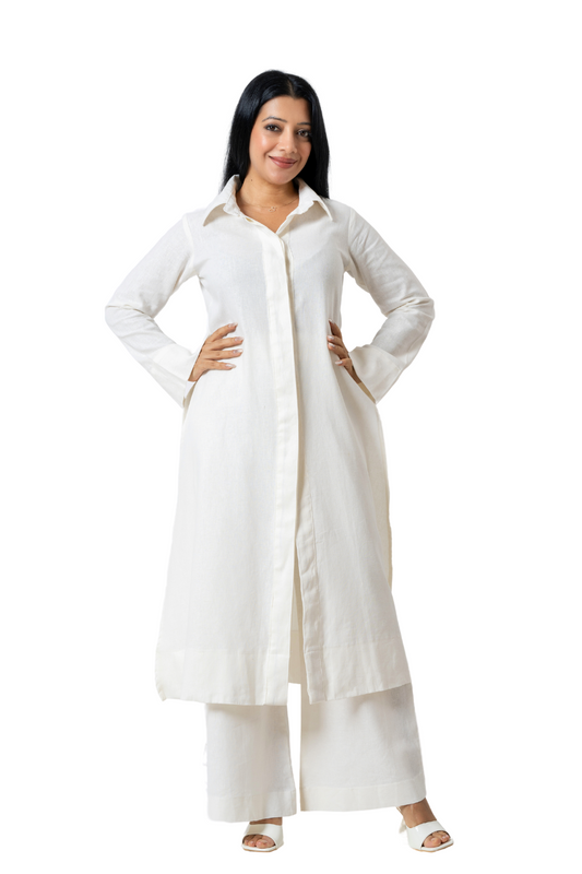 Long Shirt and Pant Set -Off White