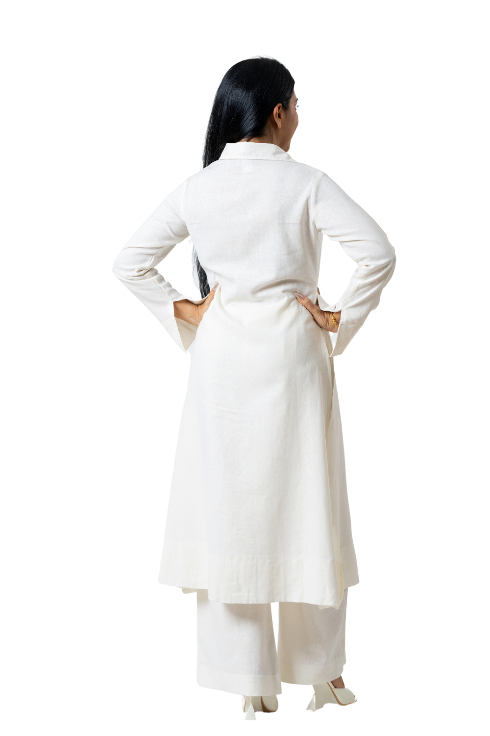 Long Shirt and Pant Set -Off White