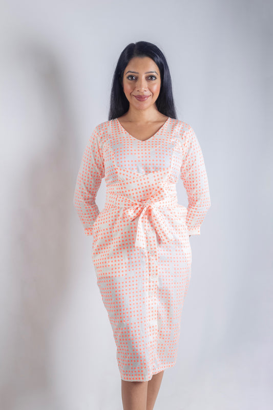 Long Sleeved fitted cotton Dress