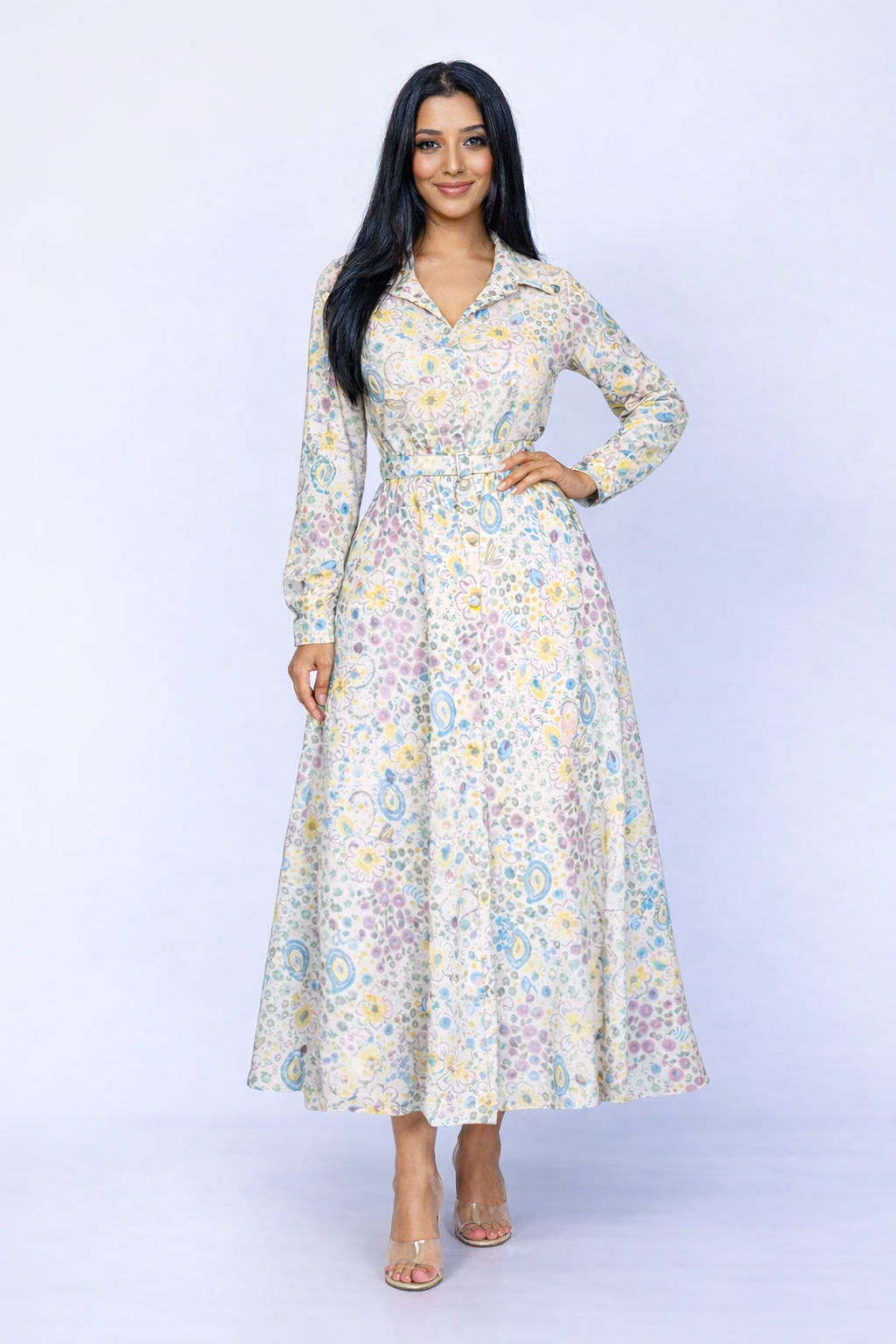 Floral Chiffon Shirt & Skirt Set